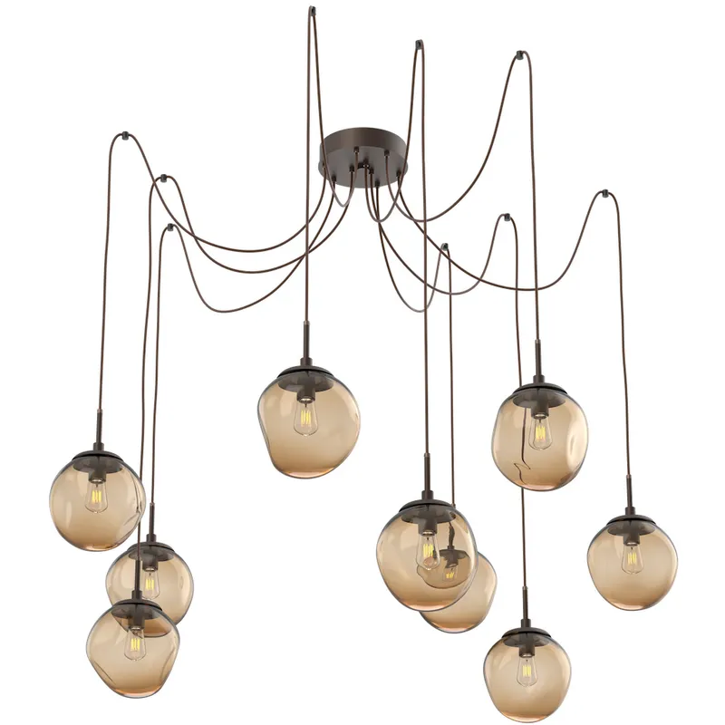 Aster 9 Light 18.7 inch Flat Bronze Swag Multi-Pendant Ceiling Light