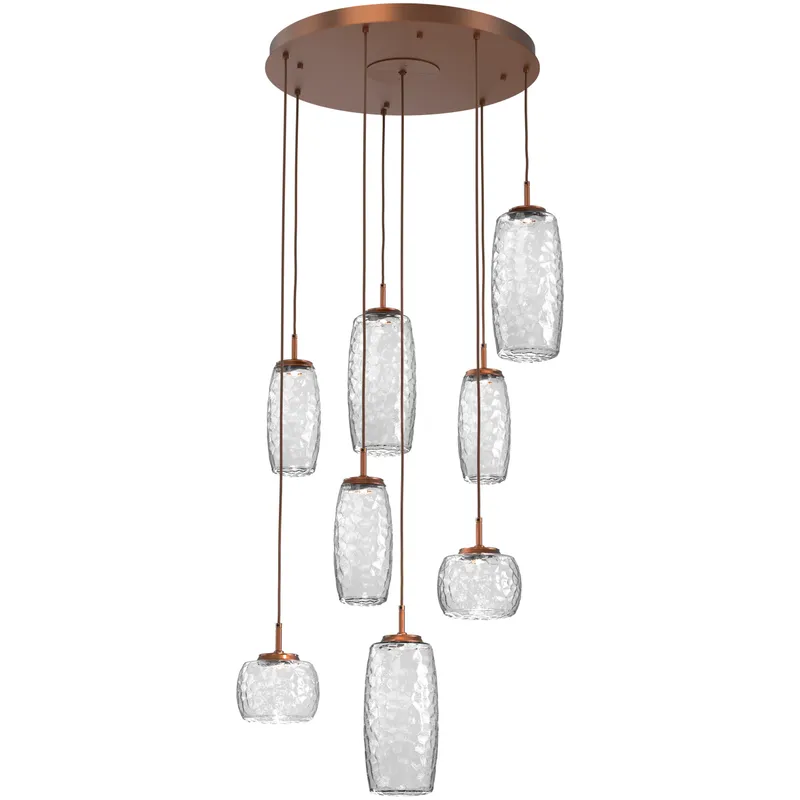Vessel LED Burnished Bronze Multi-Pendant Ceiling Light in 3000K LED, Clear