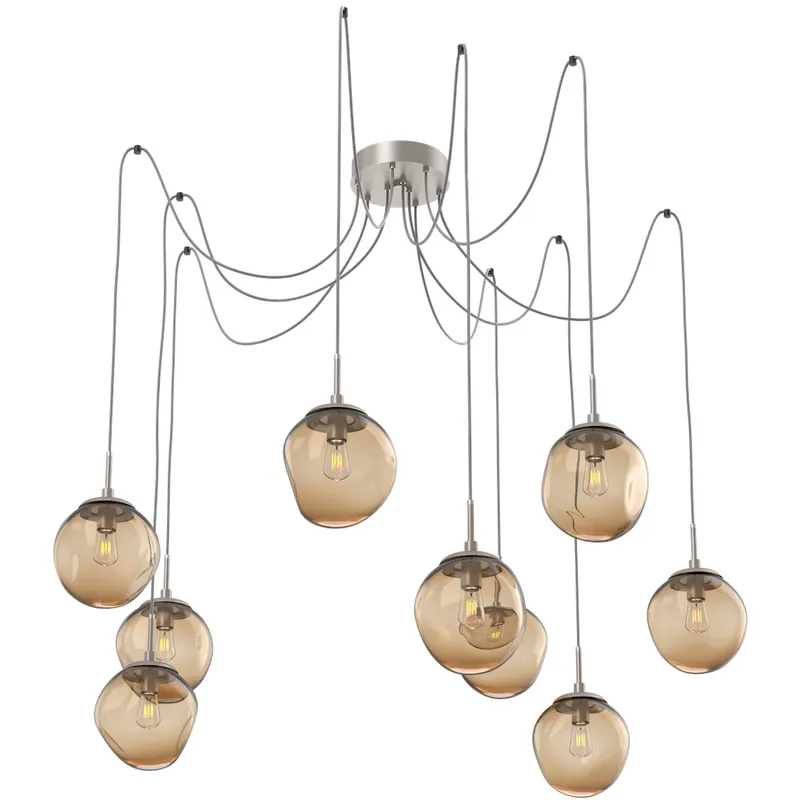 Aster 9 Light 18.7 inch Metallic Beige Silver Swag Multi-Pendant Ceiling Light in Bronze