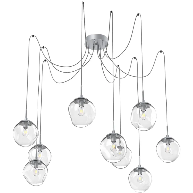 Aster 9 Light 18.7 inch Classic Silver Swag Multi-Pendant Ceiling Light in Clear