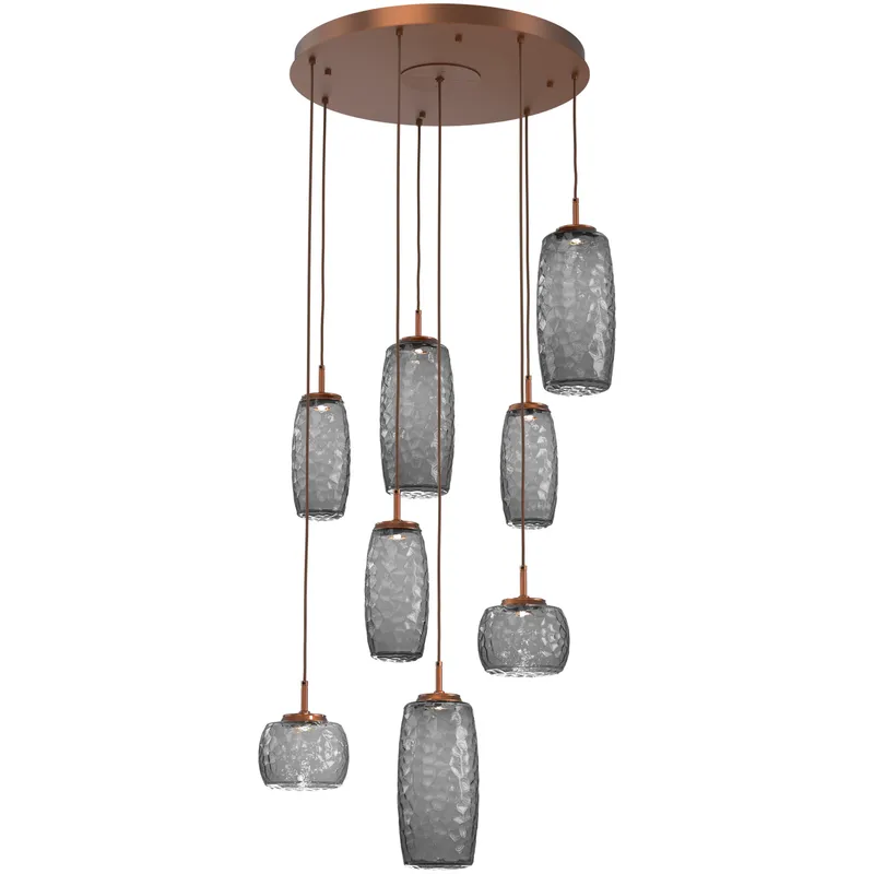 Vessel LED Burnished Bronze Multi-Pendant Ceiling Light in Smoke, 2700K LED