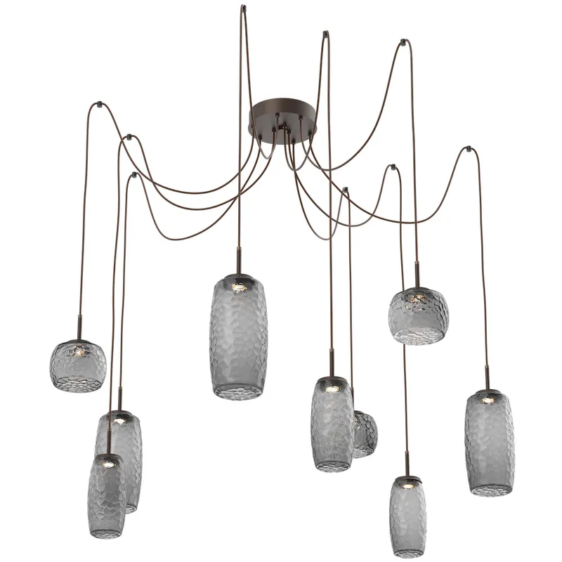 Vessel LED 15.2 inch Flat Bronze Swag Multi-Pendant Ceiling Light in Smoke, 2700K LED