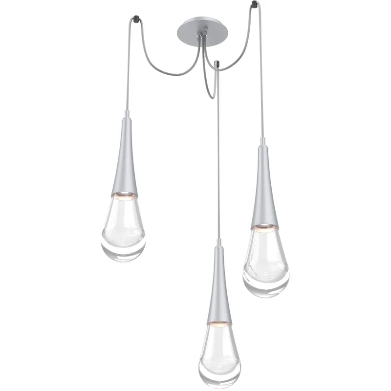 Raindrop LED 13.6 inch Classic Silver Swag Multi-Pendant Ceiling Light in 2700K LED