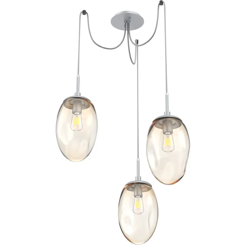 Meteo 3 Light 17 inch Classic Silver Swag Multi-Pendant Ceiling Light in Amber