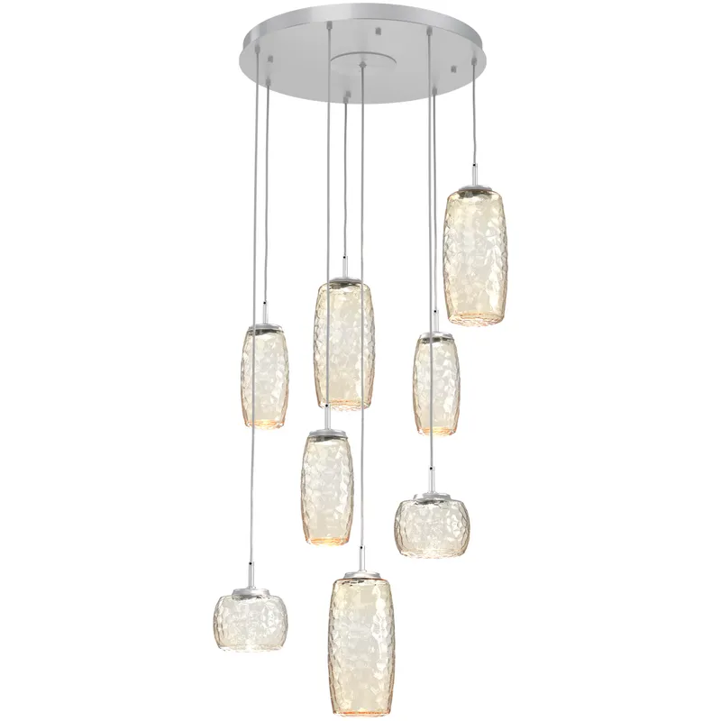 Vessel LED Classic Silver Multi-Pendant Ceiling Light in 3000K LED, Amber