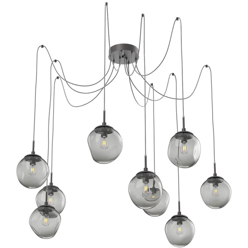 Aster 9 Light 18.7 inch Graphite Swag Multi-Pendant Ceiling Light in Smoke