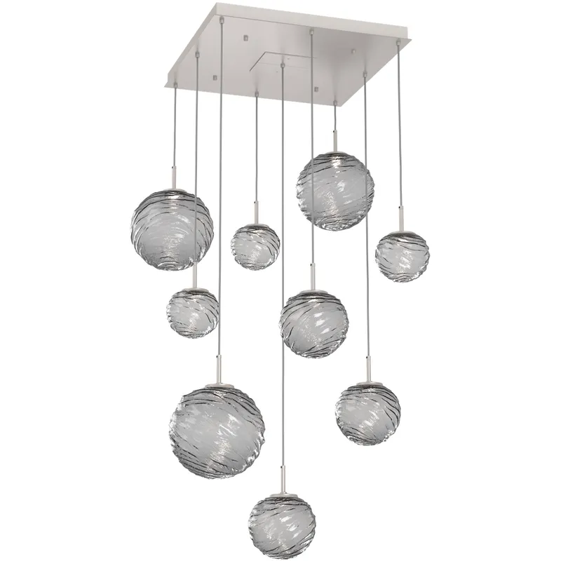Gaia LED 30 inch Beige Silver Multi-Pendant Ceiling Light in Smoke, 2700K LED