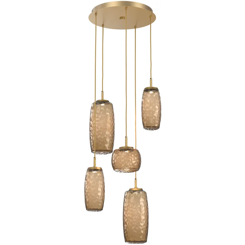 Vessel LED Gilded Brass Multi-Pendant Ceiling Light in Bronze, 2700K LED