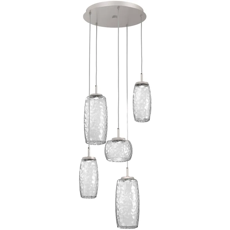 Vessel LED Beige Silver Multi-Pendant Ceiling Light in Clear, 2700K LED