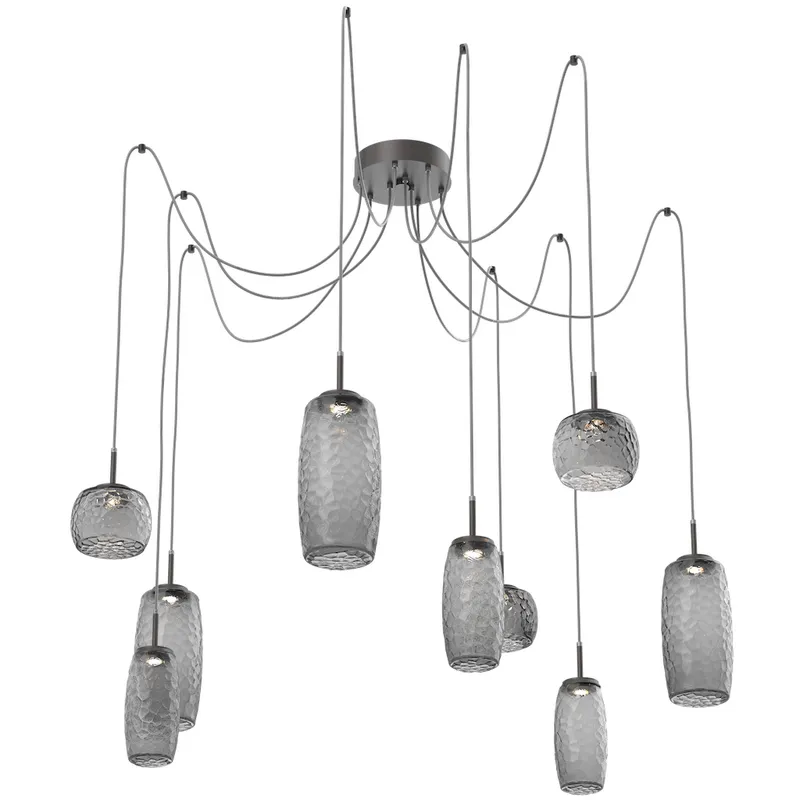 Vessel LED 15.2 inch Graphite Swag Multi-Pendant Ceiling Light in 3000K LED, Smoke