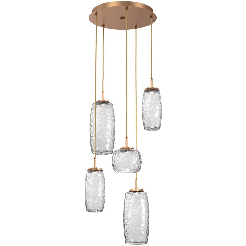Vessel LED Novel Brass Multi-Pendant Ceiling Light in 3000K LED, Clear