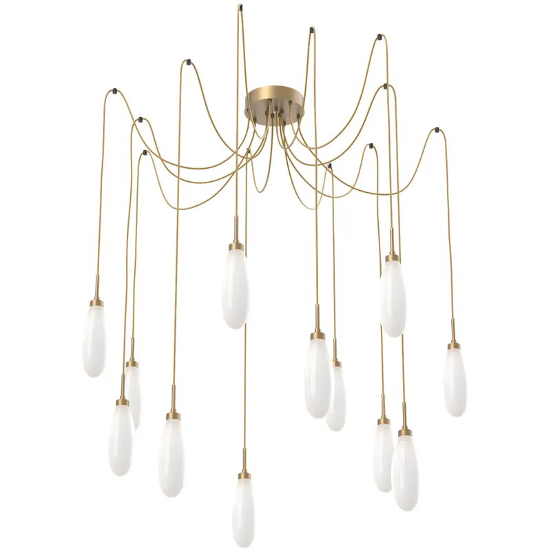 Fiori LED 9 inch Gilded Brass Swag Multi-Pendant Ceiling Light