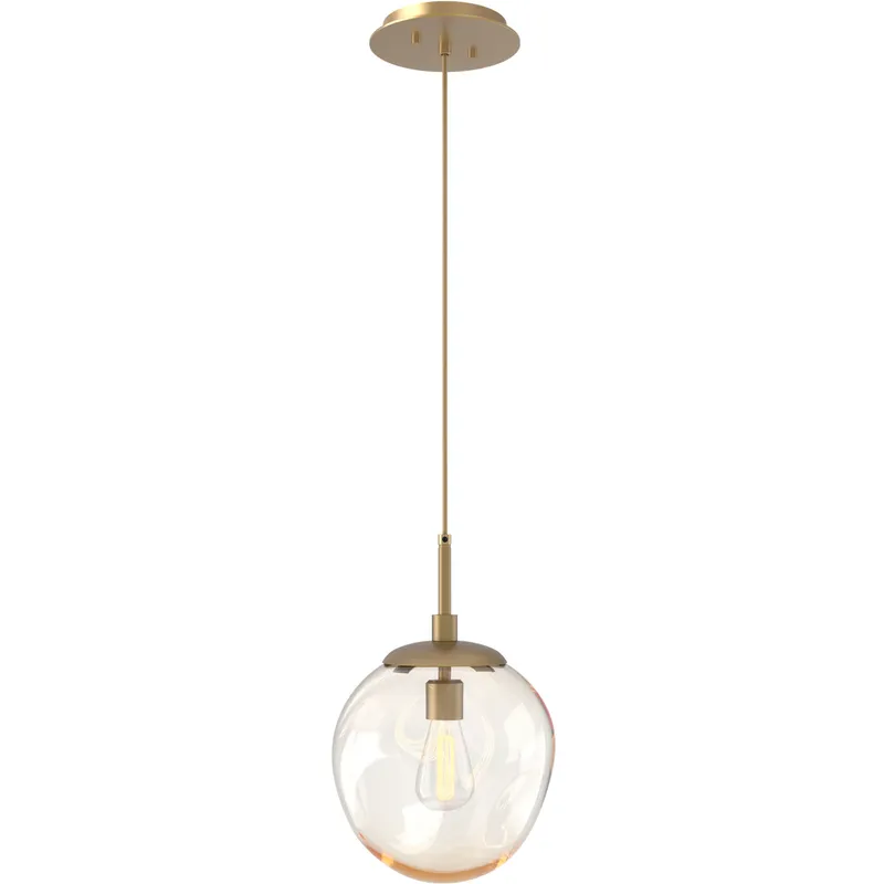 Aster Incandescent 1 Light 10 inch Gilded Brass Pendant Ceiling Light in Amber Aster