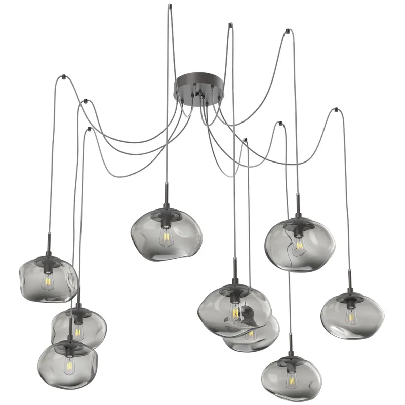 Nova 9 Light 19 inch Graphite Swag Multi-Pendant Ceiling Light in Smoke