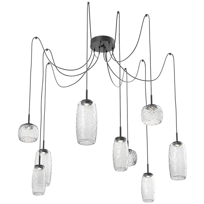 Vessel LED 15.2 inch Matte Black Swag Multi-Pendant Ceiling Light in Clear, 2700K LED