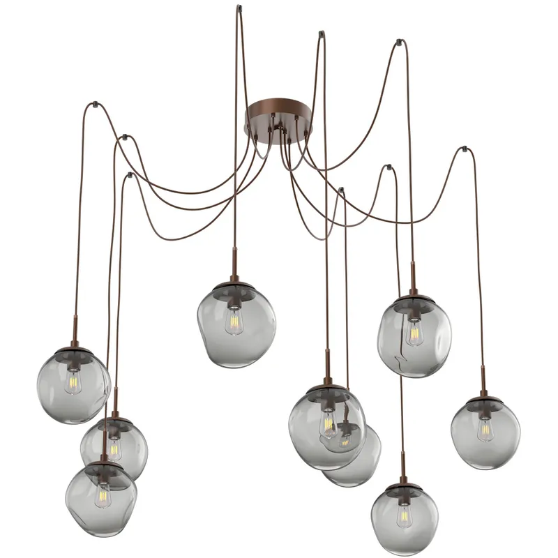Aster 9 Light 18.7 inch Burnished Bronze Swag Multi-Pendant Ceiling Light in Smoke