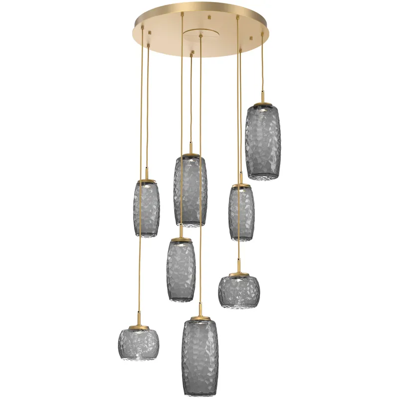 Vessel LED Gilded Brass Multi-Pendant Ceiling Light in Smoke, 2700K LED