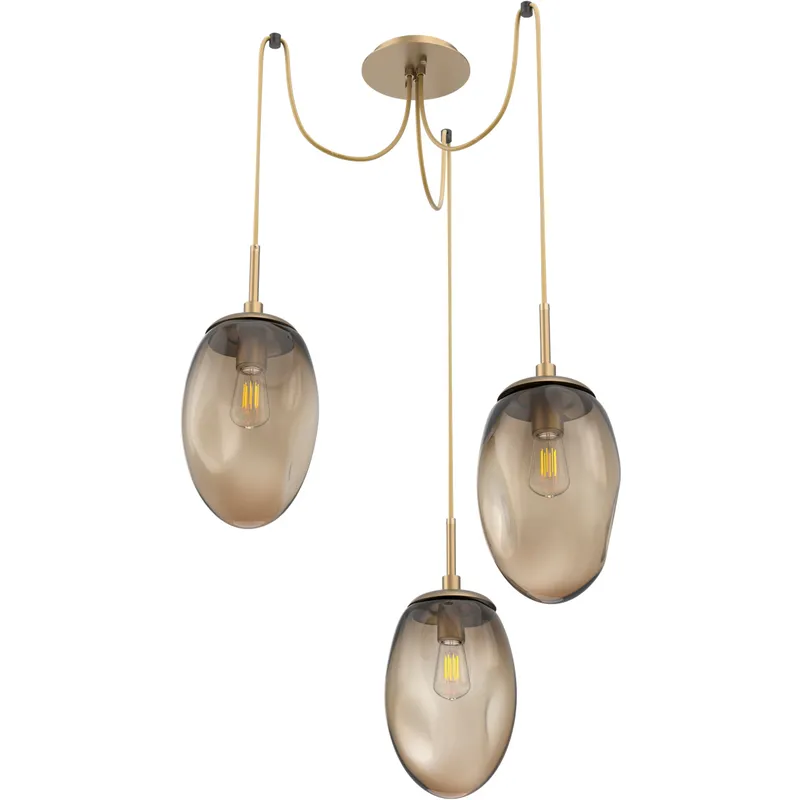 Meteo 3 Light 17 inch Gilded Brass Swag Multi-Pendant Ceiling Light in Bronze
