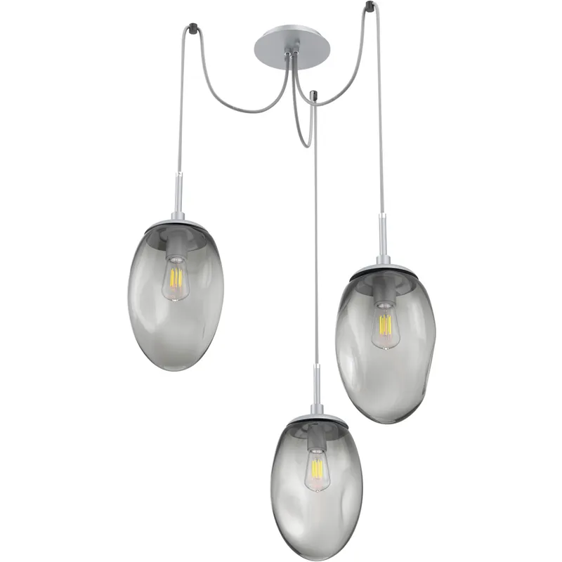 Meteo 3 Light 17 inch Classic Silver Swag Multi-Pendant Ceiling Light in Smoke