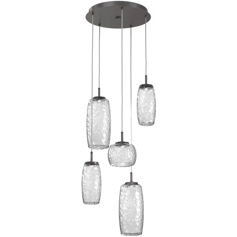 Vessel LED Graphite Multi-Pendant Ceiling Light in 3000K LED, Clear