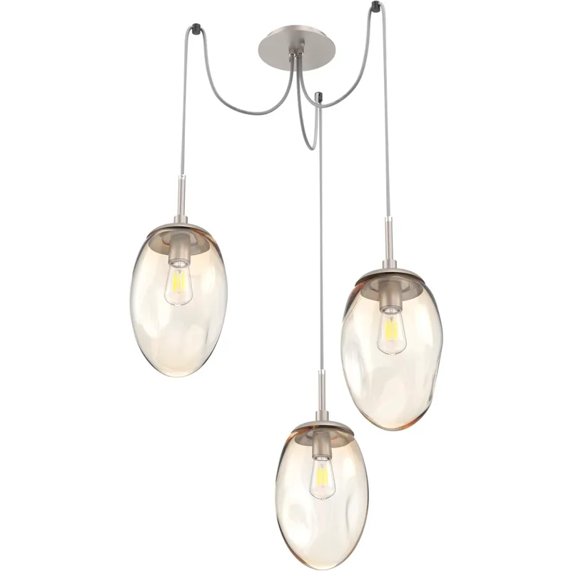 Meteo 3 Light 17 inch Metallic Beige Silver Swag Multi-Pendant Ceiling Light in Amber