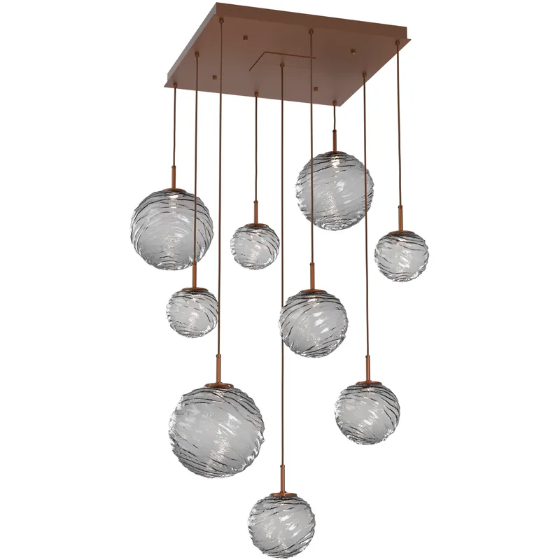 Gaia LED 30 inch Burnished Bronze Multi-Pendant Ceiling Light in Smoke, 2700K LED