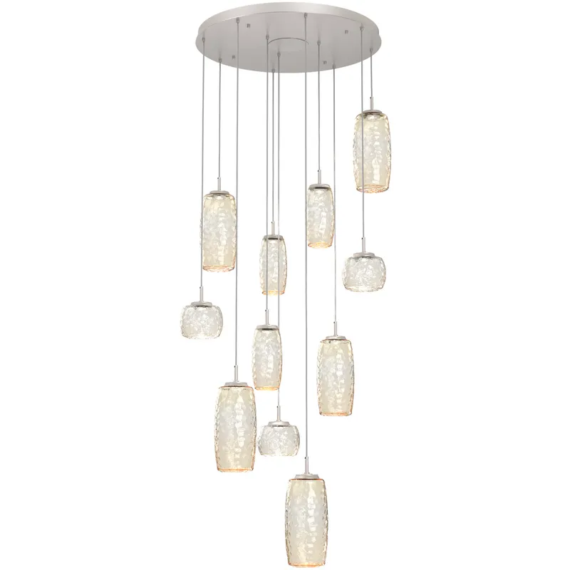 Vessel LED Beige Silver Multi-Pendant Ceiling Light in Amber, 2700K LED