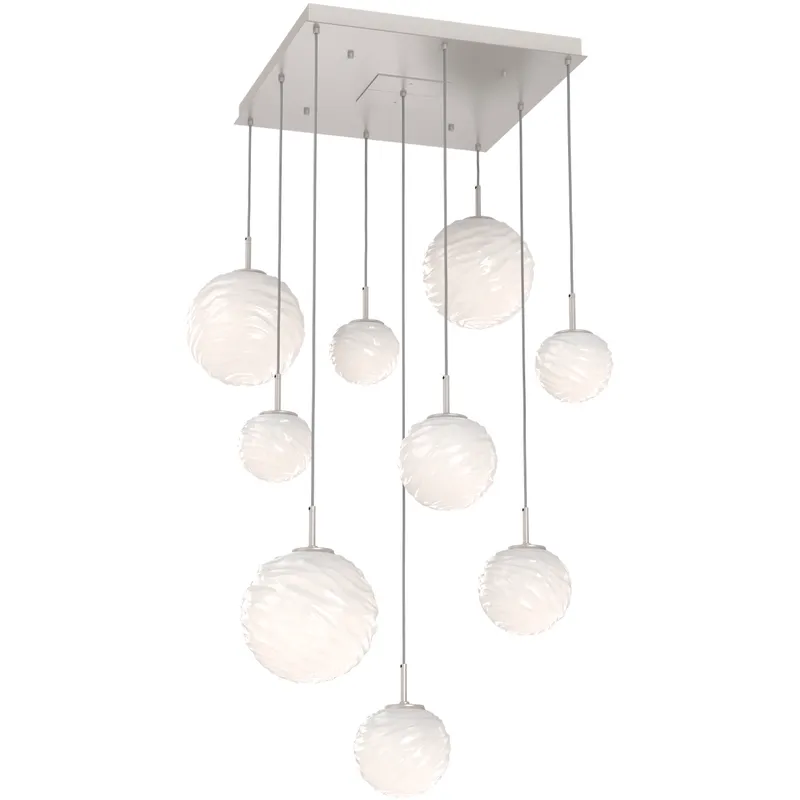 Gaia LED Metallic Beige Silver Multi-Pendant Ceiling Light in 3000K LED, Opal White