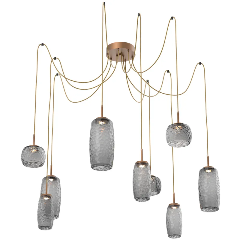 Vessel LED 15.2 inch Novel Brass Swag Multi-Pendant Ceiling Light in 3000K LED, Smoke