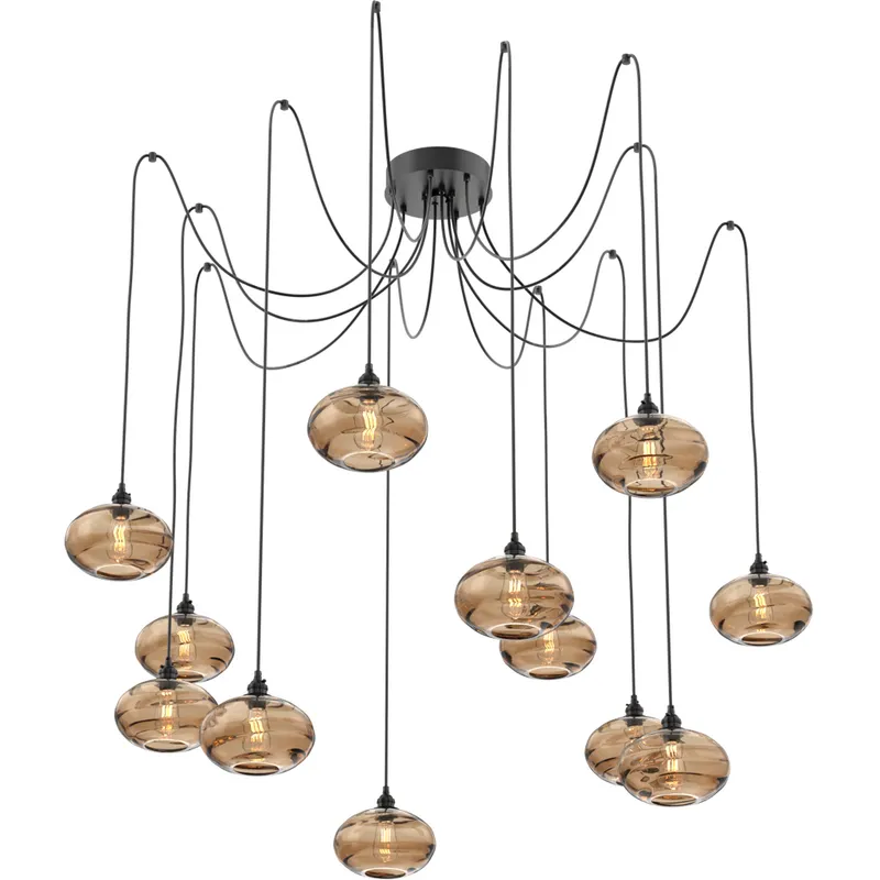 Coppa 12 Light 17 inch Matte Black Swag Multi-Pendant Ceiling Light in Bronze Optic