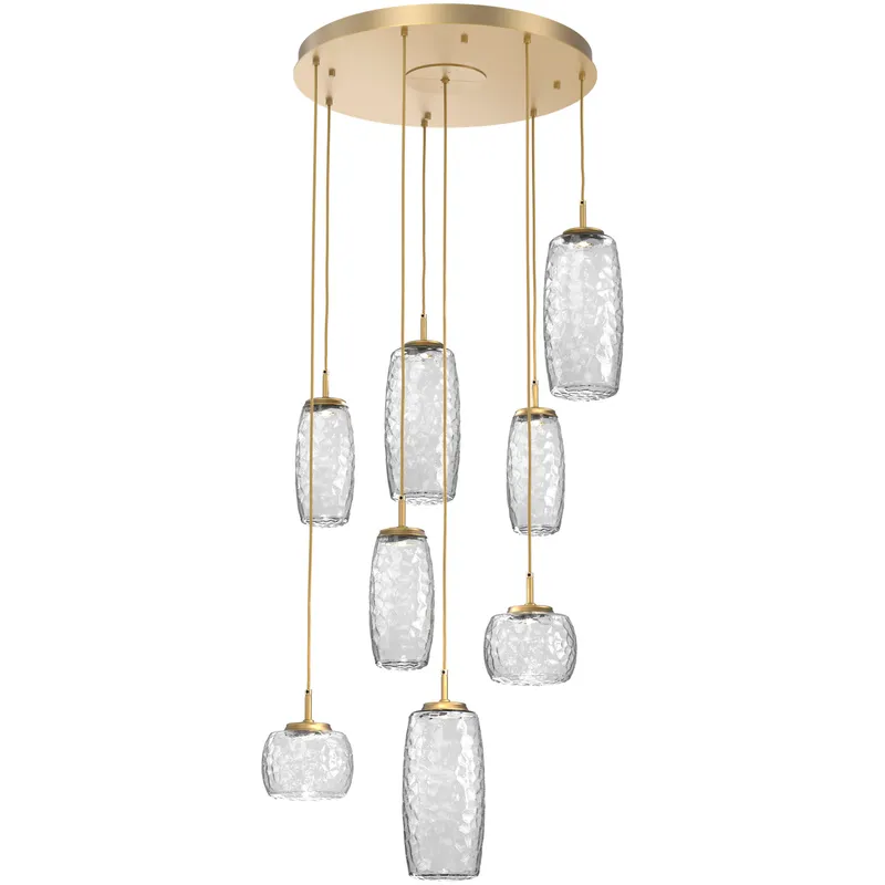 Vessel LED Gilded Brass Multi-Pendant Ceiling Light in Clear, 2700K LED