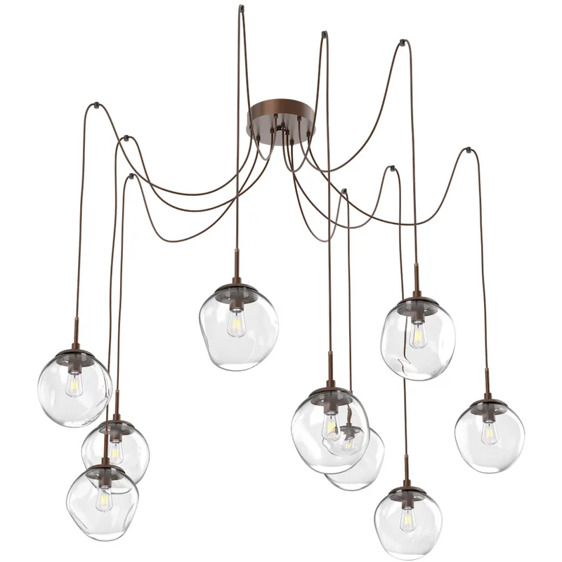 Aster 9 Light 18.7 inch Burnished Bronze Swag Multi-Pendant Ceiling Light in Clear