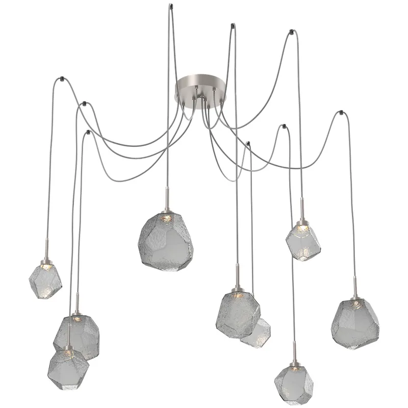 Gem LED 17 inch Metallic Beige Silver Swag Multi-Pendant Ceiling Light in Smoke, 2700K LED