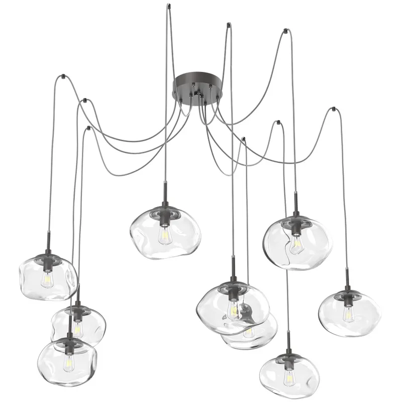 Nova 9 Light 19 inch Graphite Swag Multi-Pendant Ceiling Light in Clear