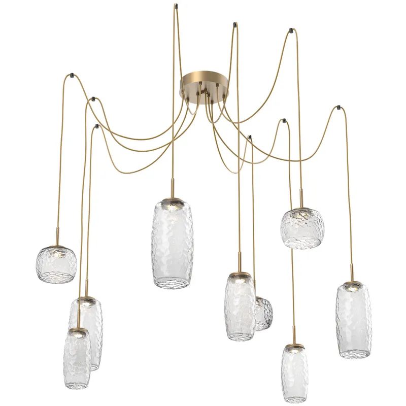 Vessel LED 15.2 inch Gilded Brass Swag Multi-Pendant Ceiling Light in Clear, 2700K LED