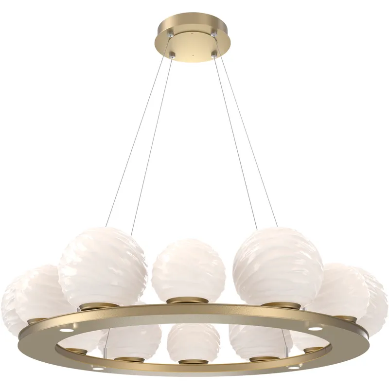 Gaia LED Gilded Brass Multi-Pendant Ceiling Light in 3000K LED, Opal White