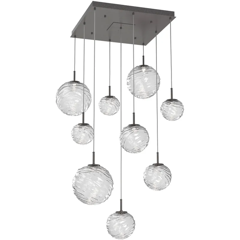 Gaia LED 30 inch Graphite Multi-Pendant Ceiling Light in Clear, 2700K LED