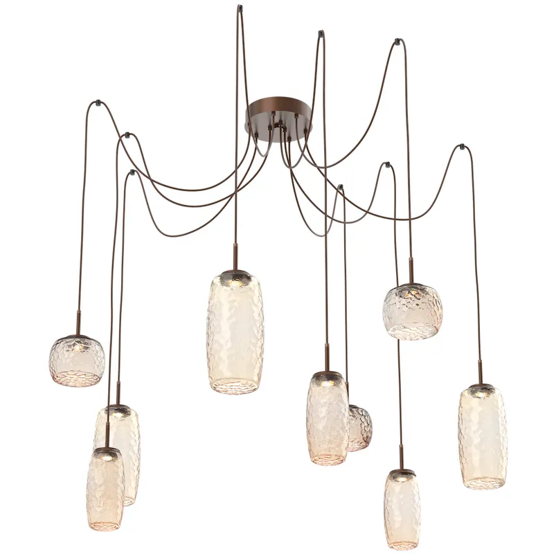 Vessel LED 15.2 inch Burnished Bronze Swag Multi-Pendant Ceiling Light in Amber, 2700K LED
