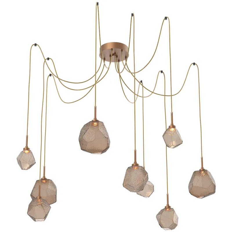Gem LED 17 inch Novel Brass Swag Multi-Pendant Ceiling Light in Bronze, 2700K LED