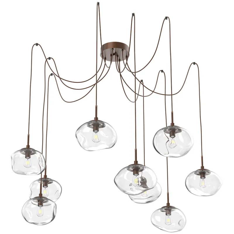 Nova 9 Light 19 inch Burnished Bronze Swag Multi-Pendant Ceiling Light in Clear