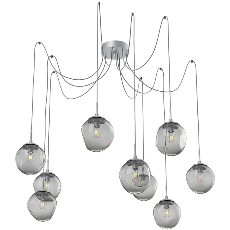Aster 9 Light 18.7 inch Classic Silver Swag Multi-Pendant Ceiling Light in Smoke