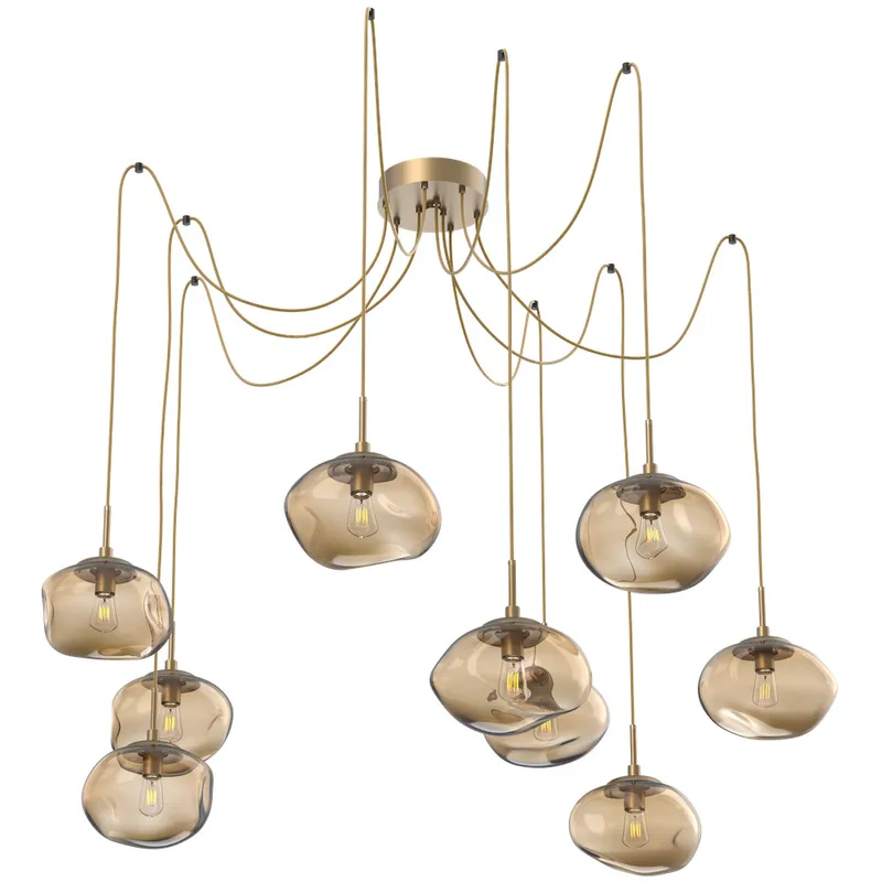 Nova 9 Light 19 inch Gilded Brass Swag Multi-Pendant Ceiling Light in Bronze