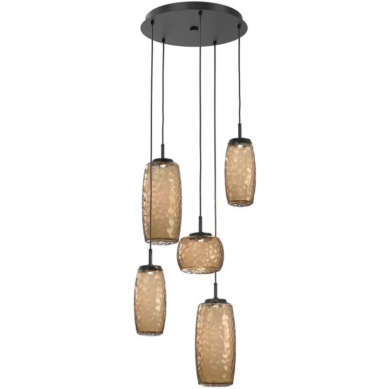 Vessel LED Matte Black Multi-Pendant Ceiling Light in 3000K LED, Bronze