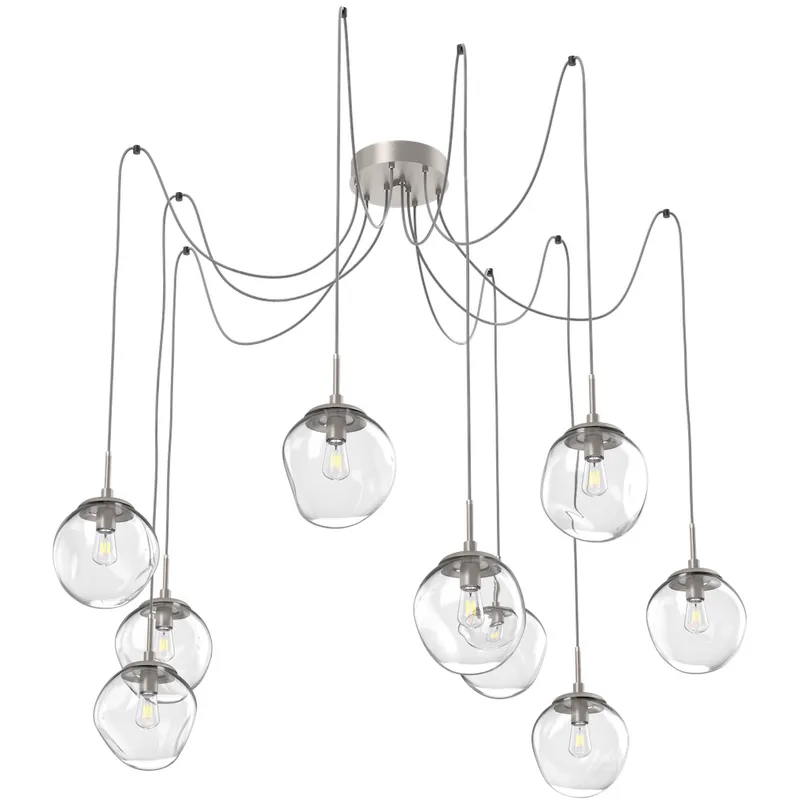 Aster 9 Light 18.7 inch Metallic Beige Silver Swag Multi-Pendant Ceiling Light in Clear