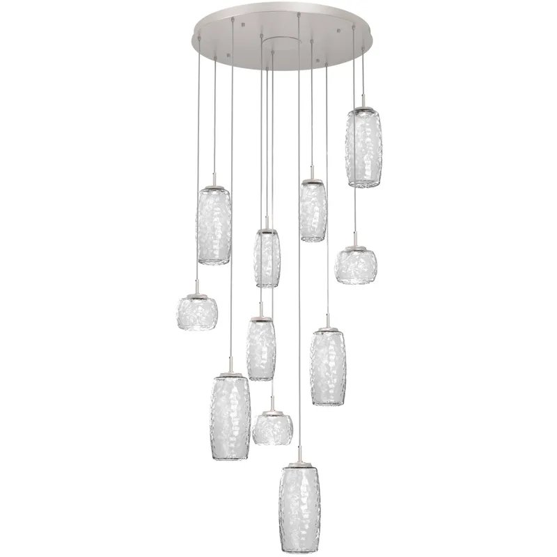 Vessel LED Beige Silver Multi-Pendant Ceiling Light in Clear, 2700K LED