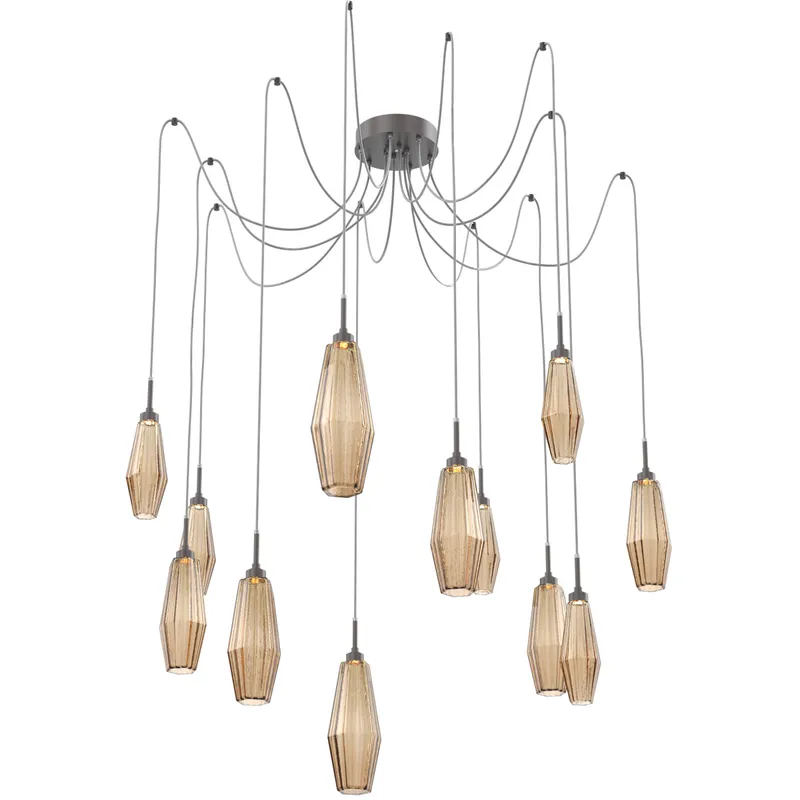 Aalto LED Graphite Swag Multi-Pendant Ceiling Light in Bronze, 2700K LED