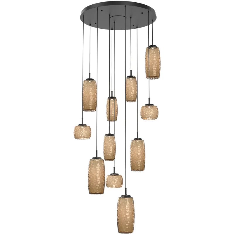 Vessel LED Matte Black Multi-Pendant Ceiling Light in Bronze, 2700K LED