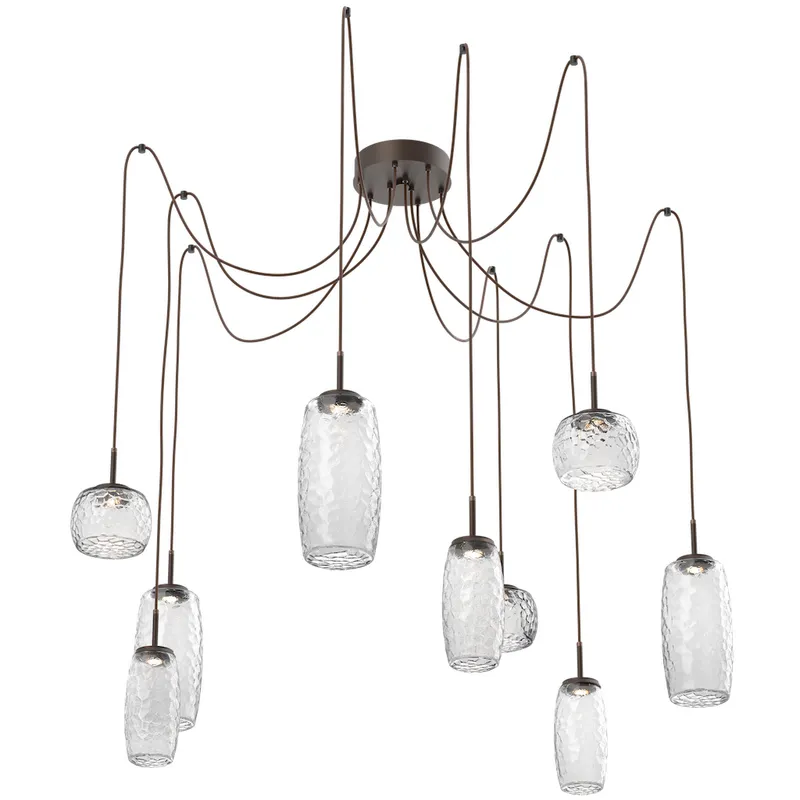 Vessel LED 15.2 inch Flat Bronze Swag Multi-Pendant Ceiling Light in Clear, 2700K LED