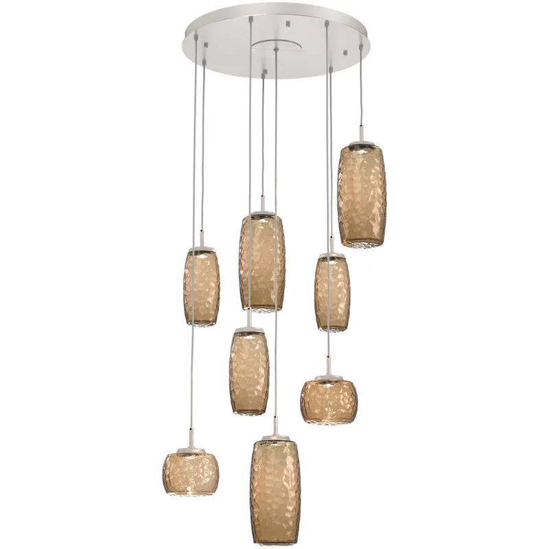 Vessel LED Beige Silver Multi-Pendant Ceiling Light in 3000K LED, Bronze