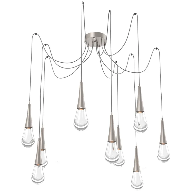 Raindrop LED 13.6 inch Metallic Beige Silver Swag Multi-Pendant Ceiling Light in 2700K LED